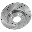 2-Wheel Set Front Brake Kit With Calipers, Cross-drilled and Slotted 5 Lugs 299 mm Ceramic, Includes (2) Brake Caliper, (1) Brake Pad Set and (2) Brake Disc
