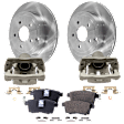 2-Wheel Set Rear Brake Kit With Calipers, Plain Surface 5 Lugs 302.01 mm Ceramic, Includes (2) Brake Caliper, (2) Brake Disc and (1) Brake Pad Set