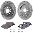 2-Wheel Set Rear Brake Disc and Pad Kit, Cross-drilled and Slotted 329.95 mm Pro-Line Series, Includes (1) Brake Pad Set and (2) Brake Disc