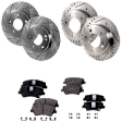 4-Wheel Set Front and Rear Brake Disc and Pad Kit, Cross-drilled and Slotted 5 Lugs Front-280 mm/Rear-262 mm Front-Ceramic/Rear-Organic Pro-Line Series, Includes (4) Brake Disc and (2) Brake Pad Set