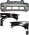 2003 Ford Explorer Sport Trac XLT - 3-Piece Kit Front Primed Bumper Cover,  Includes (1) Bumper Cover and (2) Fender