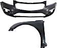 2-Piece Kit, Front Primed Bumper Cover, Includes (1) Bumper Cover and (1) Fender