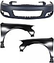 3-Piece Kit, Front Primed Bumper Cover, Includes (1) Bumper Cover and (2) Fender