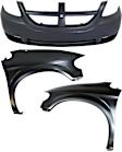 3-Piece Kit, Front Primed Bumper Cover, Includes (1) Bumper Cover and (2) Fender
