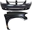 2-Piece Kit, Front Primed Bumper Cover, Includes (1) Bumper Cover and (1) Fender
