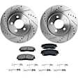 2021 Dodge Charger - 2-Wheel Set Front Brake Disc and Pad Kit, Natural Finish, Cross-drilled and Slotted, 5 Lugs, 320.04 mm, RWD, 320mm Front Disc, 3.6L 6Cyl, Includes (2) Disc and (1) Pad Set