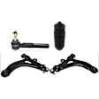 8-Piece Kit Front, Driver and Passenger Side, Lower Control Arms, Includes (2) Control Arm, (2) Steering Rack Boot, and (4) Tie Rod End