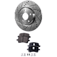 2-Wheel Set Front Brake Disc and Pad Kit, Cross-drilled and Slotted 295.8 mm, Includes (2) Brake Disc and (1) Brake Pad Set