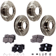 4-Wheel Set Front and Rear Brake Disc and Pad Kit, Plain Surface Front-338.07 mm/Rear-312.17 mm, Includes (4) Brake Disc and (2) Brake Pad Set