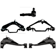 6-Piece Kit Front, Driver and Passenger Side, Upper and Lower Control Arms, Includes (4) Control Arm and (2) Tie Rod End