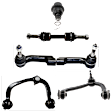 8-Piece Kit Front, Driver and Passenger Side, Upper and Lower, Outer Control Arms, Includes (2) Ball Joint, (2) Control Arm, (2) Sway Bar Link, and (2) Tie Rod End