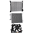 3-Piece Kit OE Replacement Radiator Fan, 1.2L, 4Cyl, Single fan, Includes (1) Cooling Fan Assembly, (1) Radiator and (1) A/C Condenser