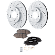 2-Wheel Set Brake Disc and Pad Kit, Cross-drilled and Slotted 281.94 mm, Includes (1) Brake Pad Set and (2) Brake Disc