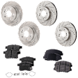 2015 Honda Accord - 4-Wheel Set Front and Rear Brake Disc and Pad Kit, Cross-drilled and Slotted, Front-281.94 mm/Rear-281.69 mm, Sedan, LX Model, 2.4L 4Cyl, Includes (2) Brake Pad Set and (4) Brake Disc