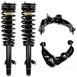 4-Piece Kit Front, Driver and Passenger Side Fully Loaded Strut, Includes (2) Shock Absorber and Strut Assembly and (2) Control Arm