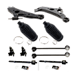 10-Piece Kit Front, Driver and Passenger Side, Lower Control Arms, Includes (2) Ball Joint, (2) Control Arm, (2) Steering Rack Boot, (2) Sway Bar Link, and (2) Tie Rod End