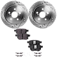 2-Wheel Set Rear Brake Disc and Pad Kit, Cross-drilled and Slotted 259.08 mm, Includes (1) Brake Pad Set and (2) Brake Disc