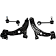4-Piece Kit Front, Driver and Passenger Side, Lower Control Arms, Includes (2) Control Arm and (2) Sway Bar Link