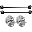 2-Wheel Set Rear, Driver and Passenger Side Wheel Hub, 5 Lugs, With Bearing, With Sensor, Includes (2) Wheel Hub and (2) Sway Bar Link