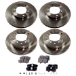 4-Wheel Set Front and Rear Brake Disc and Pad Kit, Plain Surface Front-338.07 mm/Rear-311.91 mm, Includes (4) Brake Disc and (2) Brake Pad Set