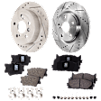 4-Wheel Set Front and Rear Brake Disc and Pad Kit, Cross-drilled and Slotted Front-296 mm/Rear-281 mm, Includes (4) Brake Disc and (2) Brake Pad Set