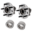 2-Wheel Set Front and Rear Wheel Hub, 5 Lugs, With Bearing, FWD, Includes (2) Wheel Hub and (2) Wheel Bearing