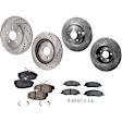 4-Wheel Set Front and Rear Brake Disc and Pad Kit, Cross-drilled and Slotted, Ceramic Pad Material, Pro-Line Series , includes (4) Brake Disc and (2) Brake Pad Set