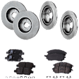 4-Wheel Set Front and Rear Brake Disc and Pad Kit, Plain Surface 5 Lugs Front-320.04 mm/Rear-307.59 mm Ceramic Pro-Line Series, Includes (4) Brake Disc and (2) Brake Pad Set