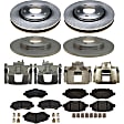 2013 Dodge Grand Caravan - 4-Wheel Set Front and Rear Brake Disc and Caliper Kit, FWD, Except Heavy Duty Brakes, With 11.89 In. Diameter Rotor, With 12 In. Diameter Rotor, R-Line Series Includes (1) Brake Caliper, (1) Brake Pad Set, (2) Brake Disc