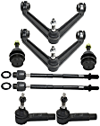 8-Piece Kit Front, Driver and Passenger Side, Upper Control Arm Kit, Includes (2) Ball Joint, (2) Control Arm, and (4) Tie Rod End