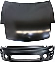 2-Piece Kit Factory Style Hood, Steel, Painted Black, Includes (1) Bumper Cover and (1) Hood