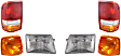 1996 Ford Ranger - 6-Piece Kit Driver and Passenger Side Halogen Headlight, With bulb(s), OE Replacement,  Includes (2) Corner Light, (2) Headlight, and (2) Tail Light
