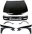 1997 Honda Accord - 6-Piece Kit Factory Style Hood, Steel, Primed,  Includes (1) Bumper Cover, (2) Fender, (2) Fender Liner, and (1) Hood