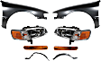8-Piece Kit Driver and Passenger Side Halogen Headlight, With bulb(s), OE Replacement, Includes (2) Fender, (2) Headlight, (2) Turn Signal Light and (2) Fender Liner