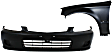 1999 Honda Civic - 2-Piece Kit Front Primed Bumper Cover,  Canada/USA or Japan Built Vehicle, Sedan,  Includes (1) Bumper Cover and (1) Fender