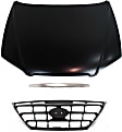 3-Piece Kit Factory Style Hood, Steel, Painted Black, Includes (1) Grille, (1) Hood, and (1) Hood Molding