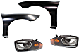 4-Piece Kit Driver and Passenger Side Halogen Headlight, With bulb(s), OE Replacement, Includes (2) Headlight and (2) Fender