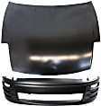 2-Piece Kit Factory Style Hood, Steel, Chrome Shell with Gray Insert, Includes (1) Bumper Cover and (1) Hood