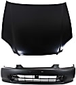 1996 Honda Civic - 2-Piece Kit Factory Style Hood, Steel, Primed, Coupe,  Includes (1) Bumper Cover and (1) Hood