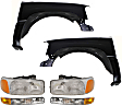6-Piece Kit, Front, Driver and Passenger Side Fender, Canada or USA Built Vehicle, Includes (2) Fender, (2) Headlight, and (2) Parking Light