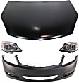 4-Piece Kit Factory Style Hood, Steel, Primed, Includes (1) Bumper Cover, (2) Headlight, and (1) Hood
