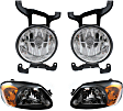 4-Piece Kit Driver and Passenger Side Halogen Headlight, With bulb(s), Pre-Facelift Version, OE Replacement, Includes (2) Fog Light and (2) Headlight