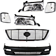 6-Piece Kit Driver and Passenger Side Halogen Headlight, With bulb(s), OE Replacement, Includes (1) Bumper Cover, (1) Grille Assembly, (2) Corner Light and (2) Headlight