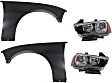 4-Piece Kit Driver and Passenger Side Halogen Headlight, With bulb(s), OE Replacement, Includes (2) Fender and (2) Headlight