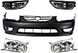 5-Piece Kit, Front Primed Bumper Cover, Includes (1) Bumper Cover, (2) Fog Light, and (2) Headlight