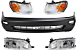 5-Piece Kit, Front Primed Bumper Cover, Includes (1) Bumper Cover, (2) Corner Light, and (2) Headlight