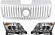3-Piece Kit Driver and Passenger Side Halogen Headlight, With bulb(s), For Models Without Voga Package, OE Replacement, Includes (1) Grille Assembly and (2) Headlight