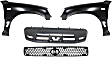 4-Piece Kit, Front, Driver and Passenger Side Fender, For Models Without Front Bumper Extension, Includes (1) Bumper Cover, (2) Fender, and (1) Grille
