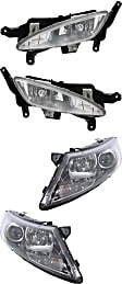 4-Piece Kit Driver and Passenger Side Halogen Headlight, With bulb(s), OE Replacement, Includes (2) Fog Light and (2) Headlight