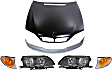 6-Piece Kit Factory Style Hood, Steel, Primed, Includes (1) Bumper Cover, (2) Corner Light, (2) Headlight, and (1) Hood